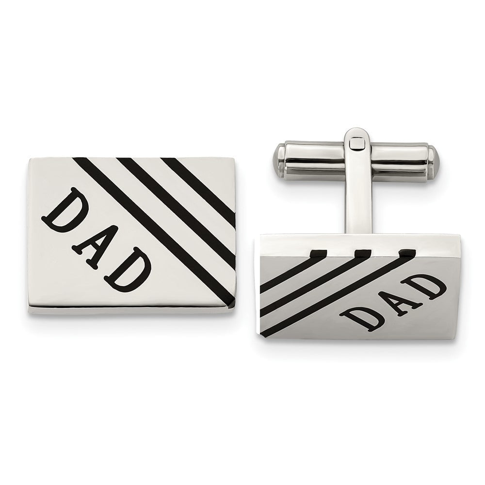 Chisel Stainless Steel Polished Enameled Dad Rectangle Cufflinks - JewelryAffairs
