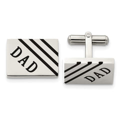 Chisel Stainless Steel Polished Enameled Dad Rectangle Cufflinks - JewelryAffairs