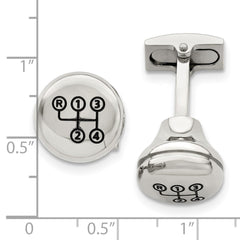 Chisel Stainless Steel Polished Enameled Stick Shift Design Cufflinks - JewelryAffairs