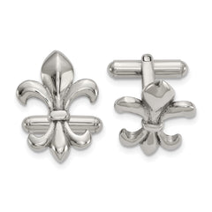 Chisel Stainless Steel Polished Fleur de Lis Cufflinks - JewelryAffairs