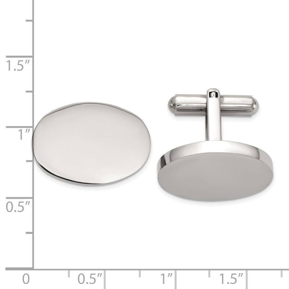 Chisel Stainless Steel Polished Oval Cuff Links - JewelryAffairs