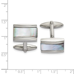 Chisel Stainless Steel Polished Rectangle Mother of Pearl Cufflinks - JewelryAffairs