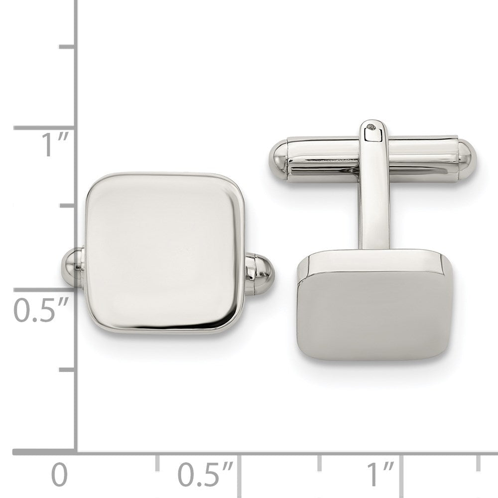Chisel Stainless Steel Polished Rounded Square Cufflinks - JewelryAffairs