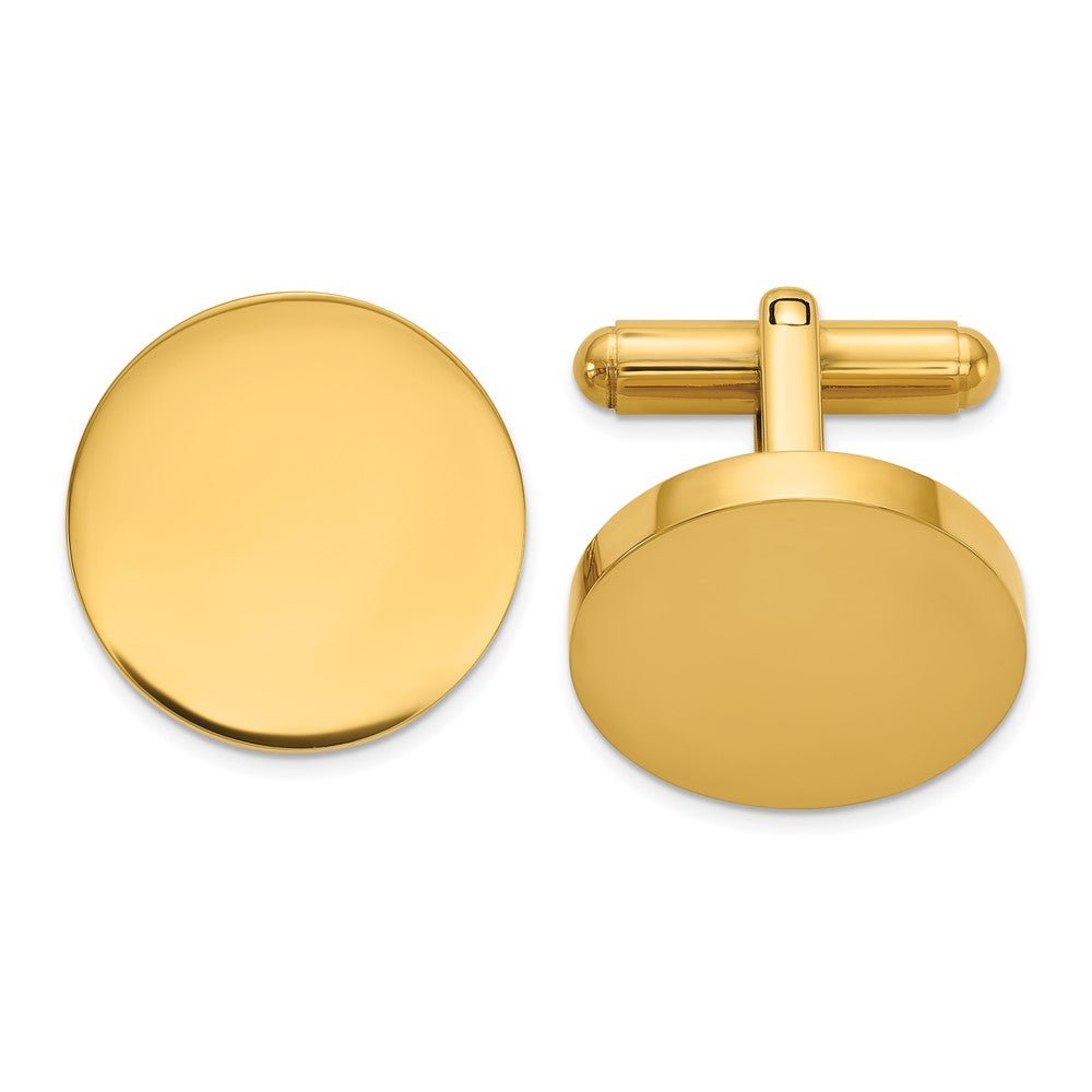 Chisel Stainless Steel Polished Yellow IP - Plated Circle Cuff Links - JewelryAffairs