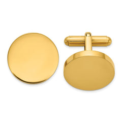 Chisel Stainless Steel Polished Yellow IP - Plated Circle Cuff Links - JewelryAffairs