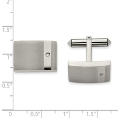 Chisel Titanium Brushed and Polished with CZ Cufflinks