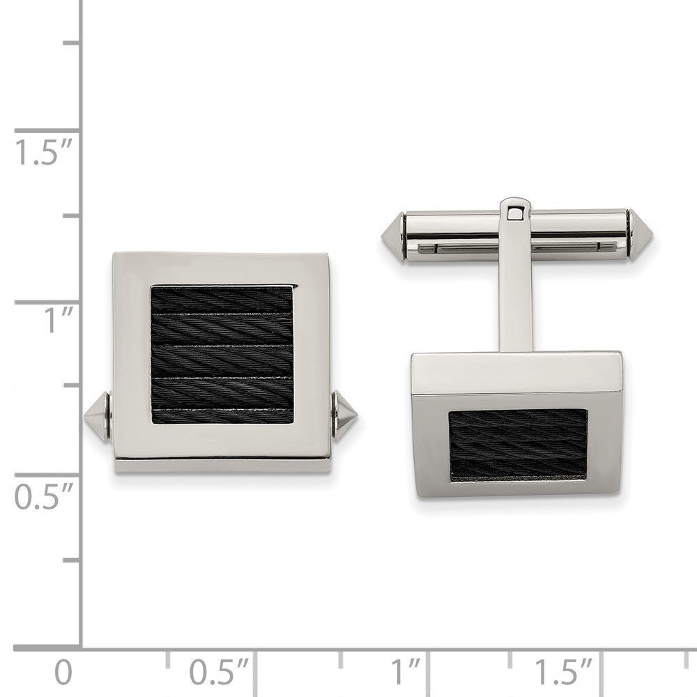 Chisel Titanium Polished Black IP - Plated Wire Cufflinks - JewelryAffairs