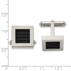 Chisel Titanium Polished Black IP - Plated Wire Cufflinks - JewelryAffairs