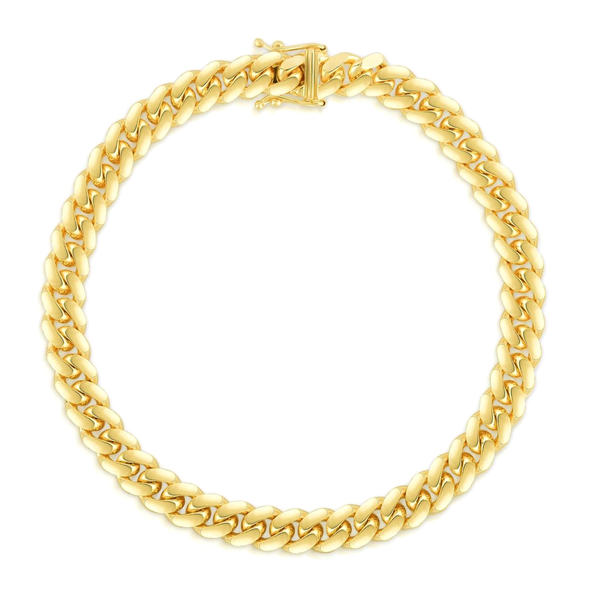 14 k gult massivt guld Miami Cuban Link Chain Halsband, bredd 8,2 mm fina designersmycken för män och kvinnor