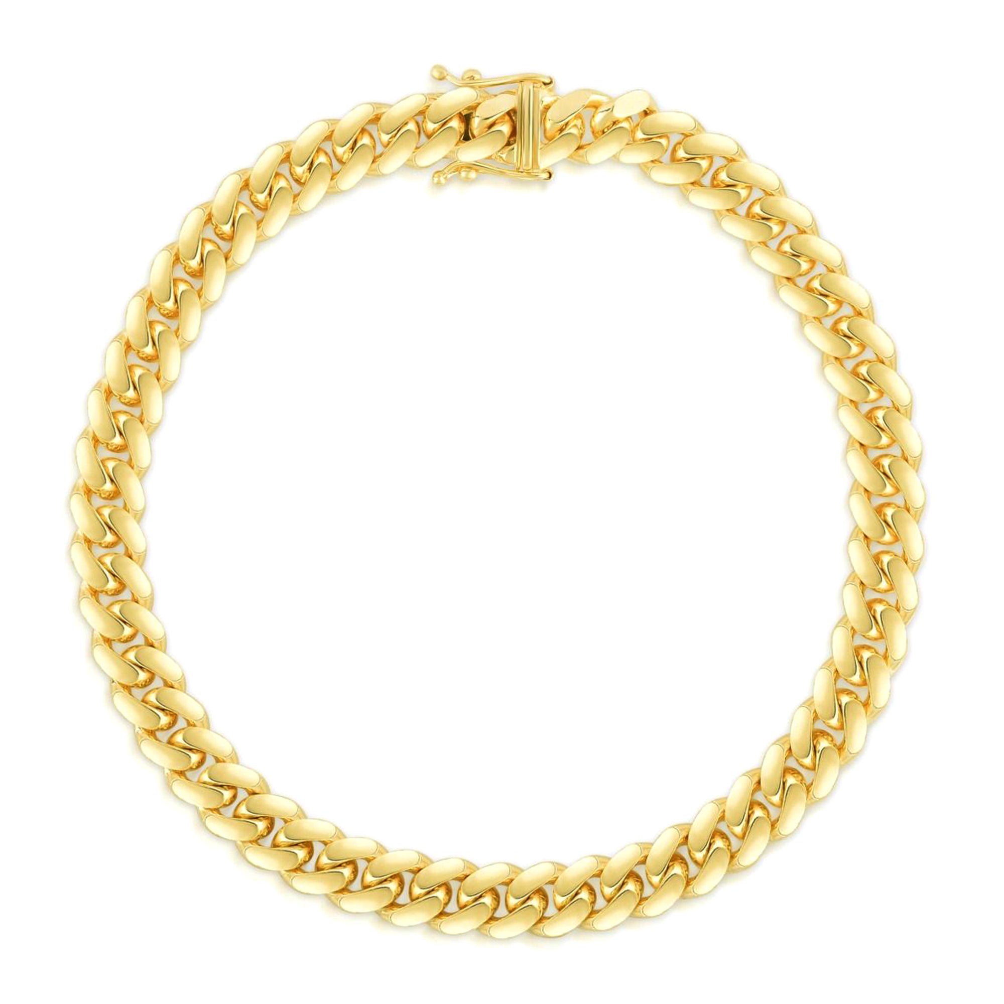 14k Yellow Solid Gold Miami Cuban Link Chain Necklace, Width 8.2mm fine designer jewelry for men and women