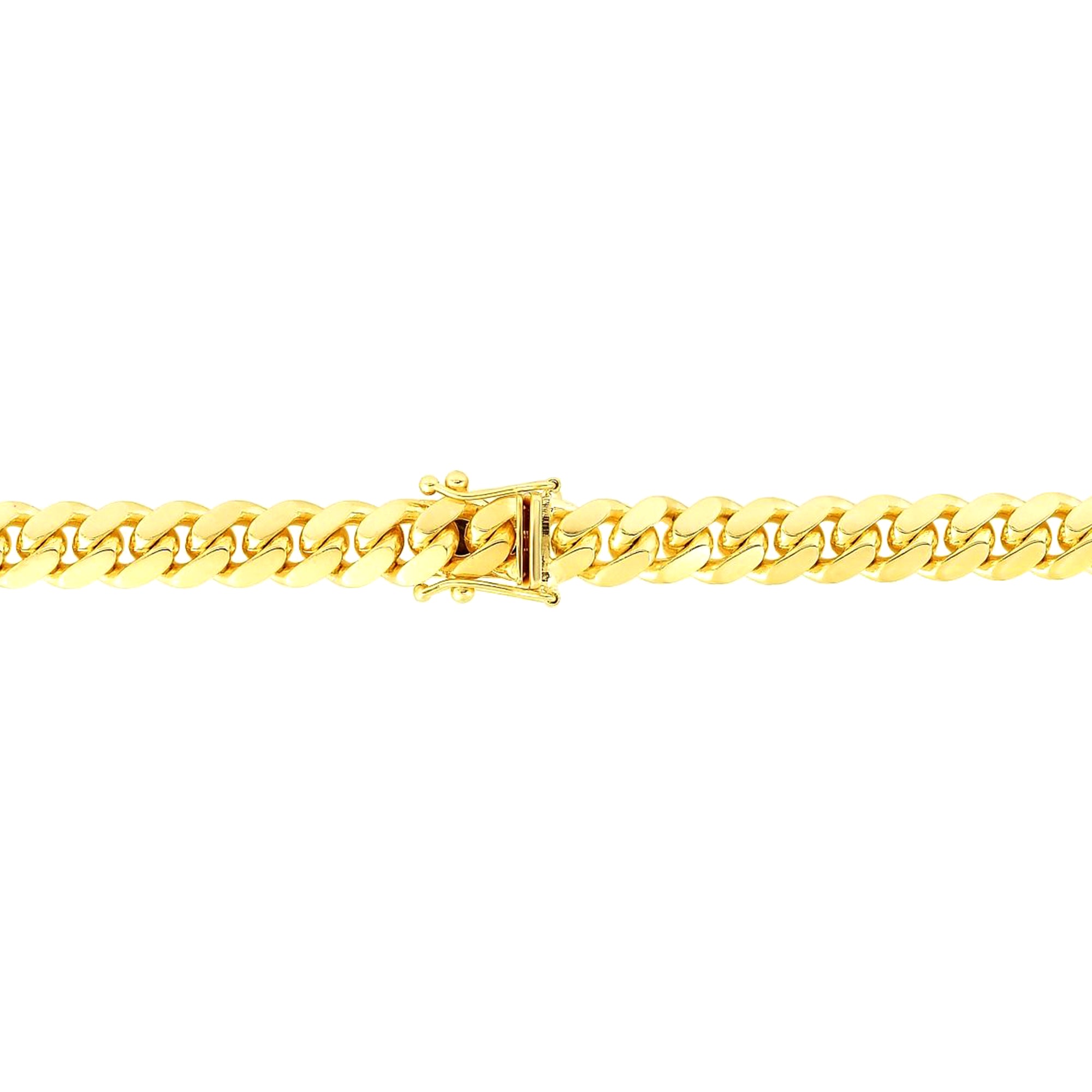 14k gult massivt guld Miami Cuban Link Chain Halskæde, Bredde 8,2 mm fine designersmykker til mænd og kvinder