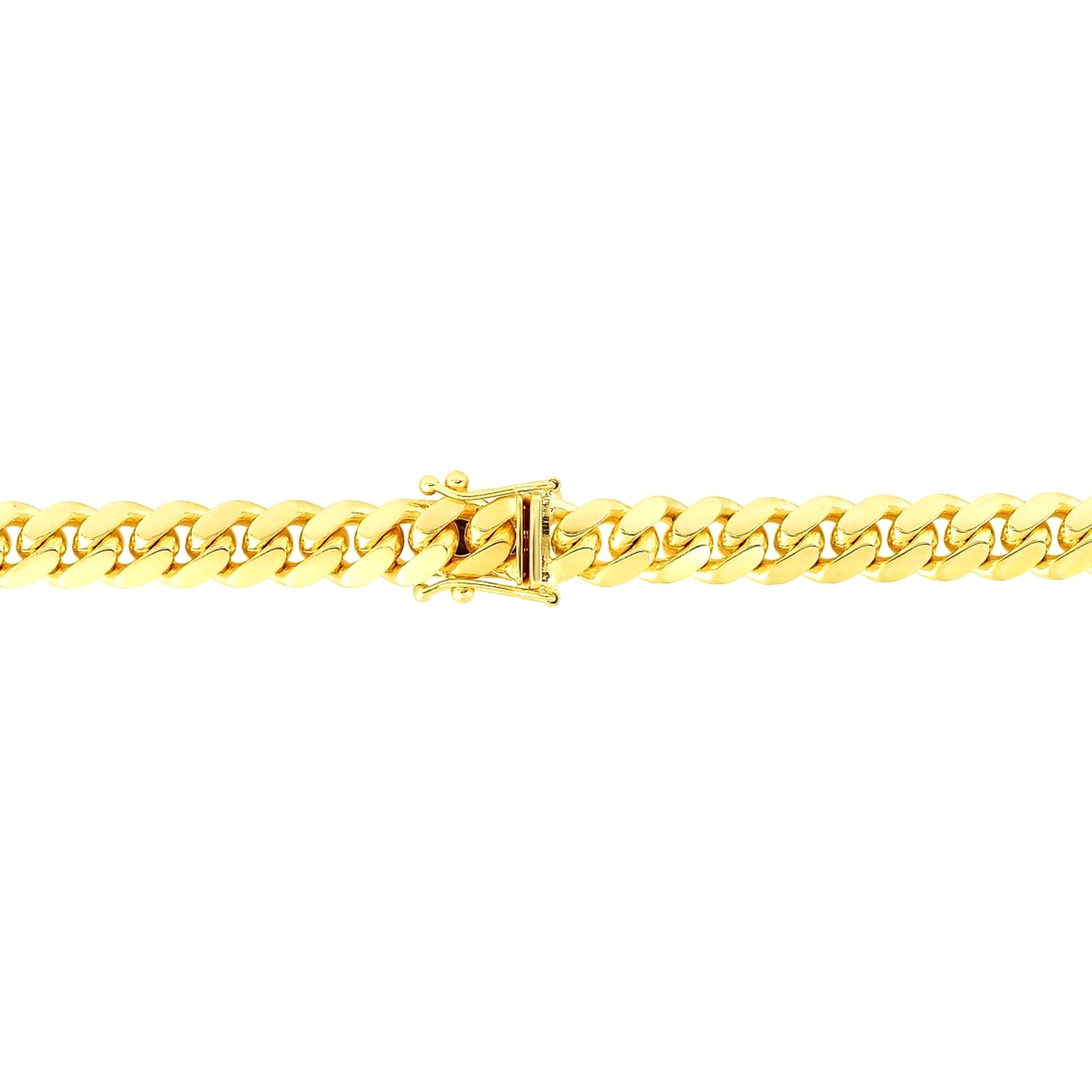 14k gult solid gull Miami Cuban Link Chain Halskjede, Bredde 8,2 mm fine designersmykker for menn og kvinner