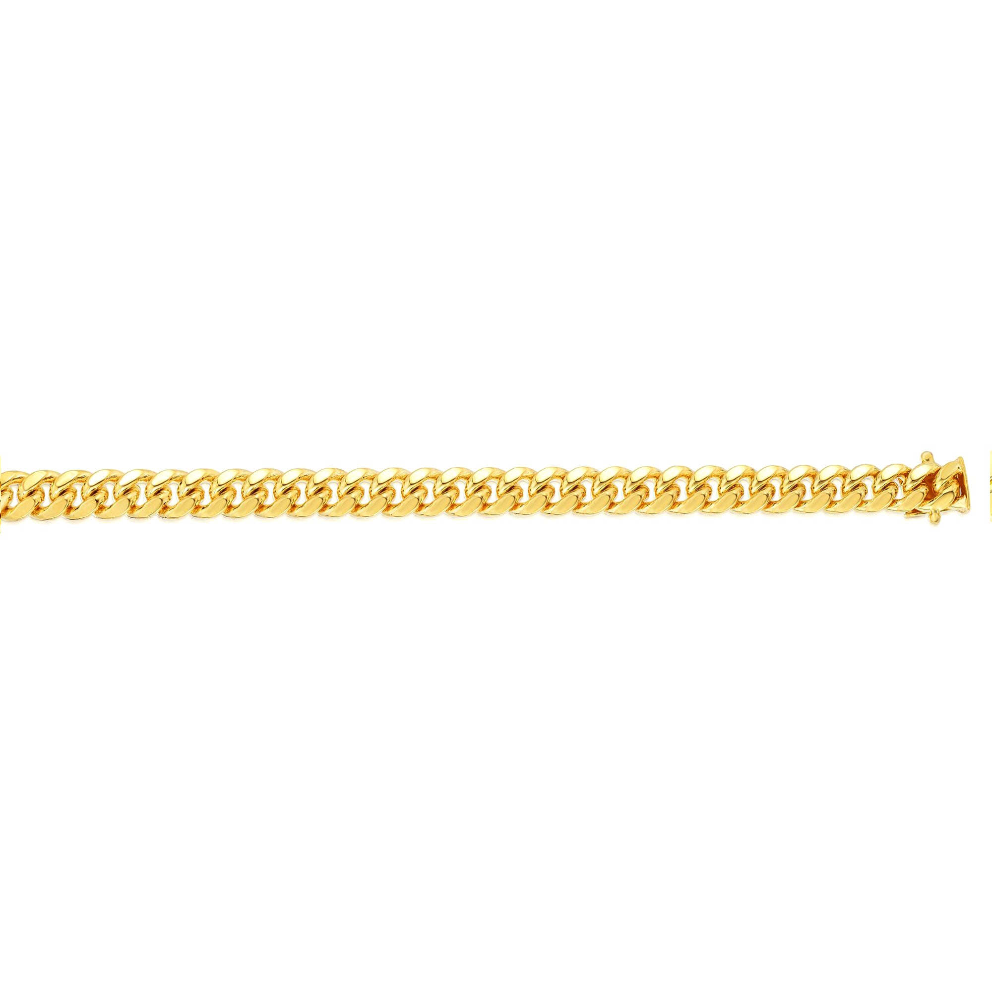 14 k gult massivt guld Miami Cuban Link Chain Halsband, bredd 8,2 mm fina designersmycken för män och kvinnor