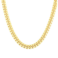 Collier chaîne à maillons cubains Miami en or massif jaune 14 carats, largeur 8,2 mm, bijoux de créateur fins pour hommes et femmes