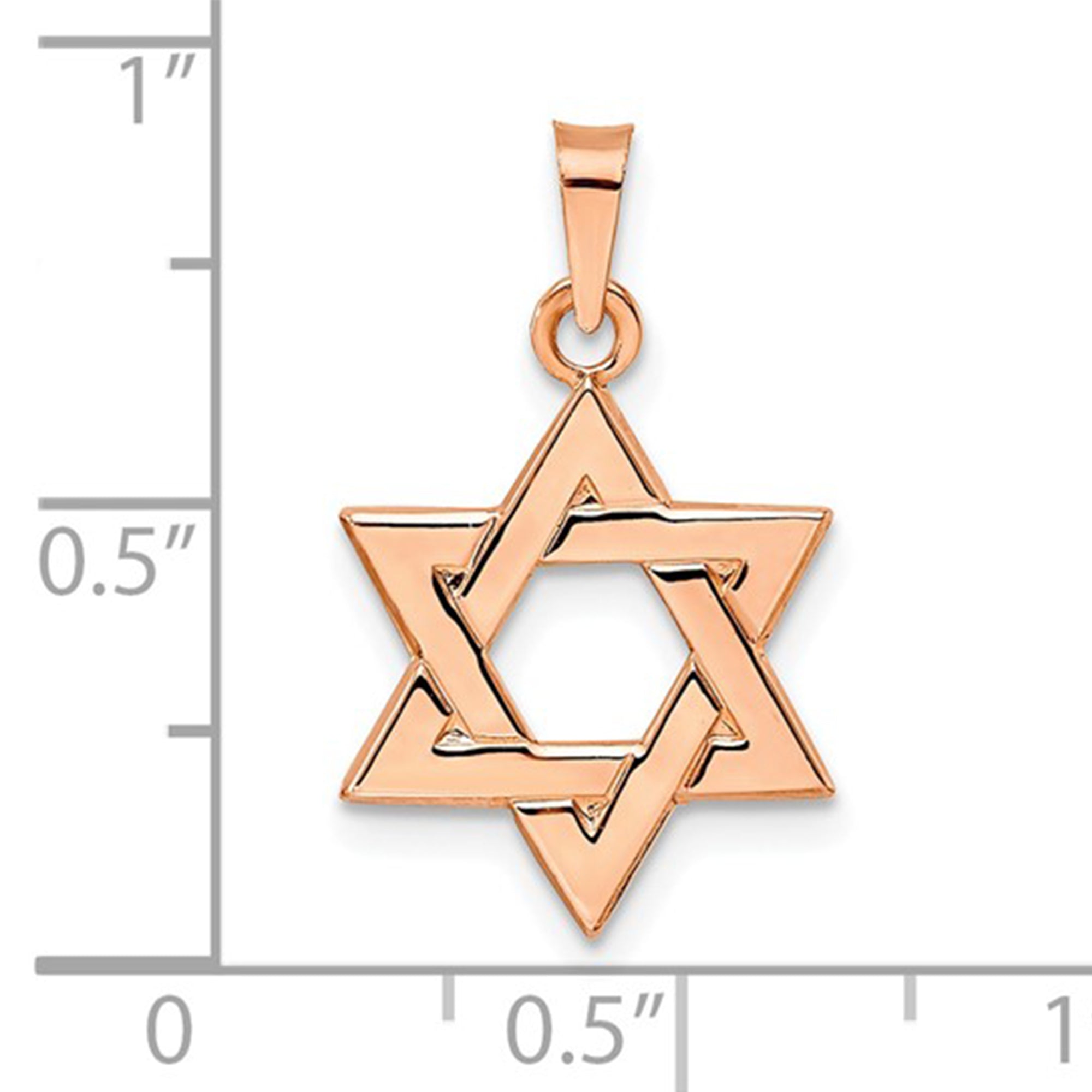 14k Real Rose Solid Gold Star Of David Charm Pendant