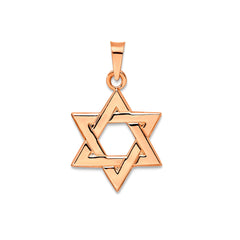 14k Real Rose Solid Gold Star Of David Charm Pendant