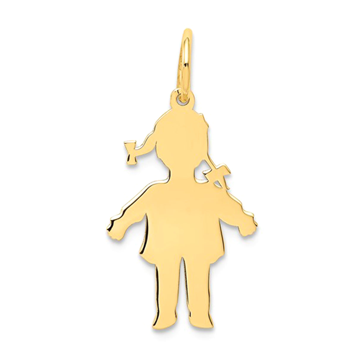 14K Yellow Gold Girl's Silhouette Charm Engravable Pendant fine designer jewelry for men and women