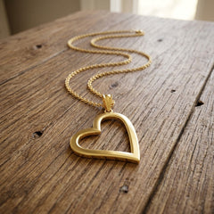 14K Yellow Gold High Polished Heart Pendant, 29x17mm