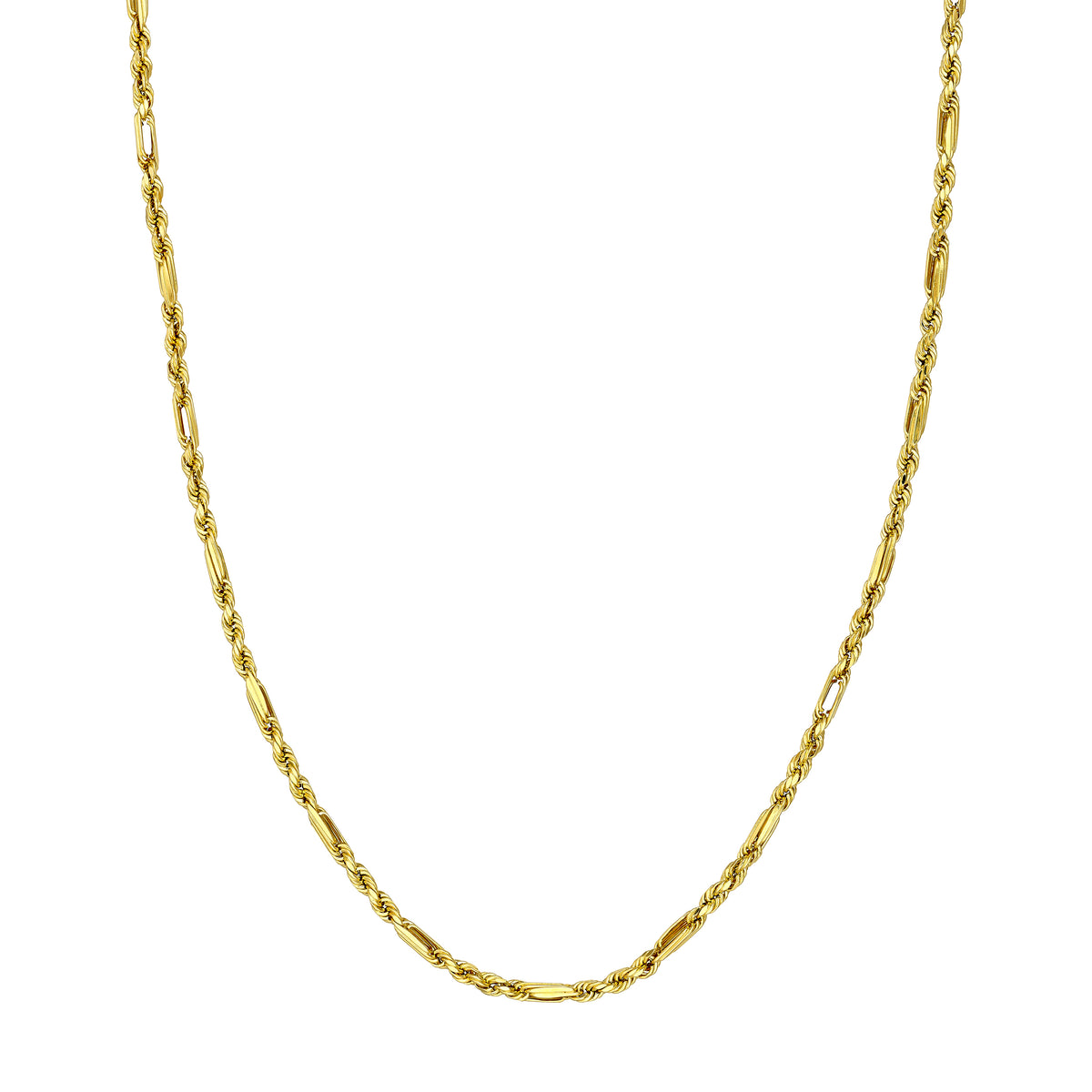 14k Yellow Gold 3.00mm Figarope Milano Chain Unisex Necklace
