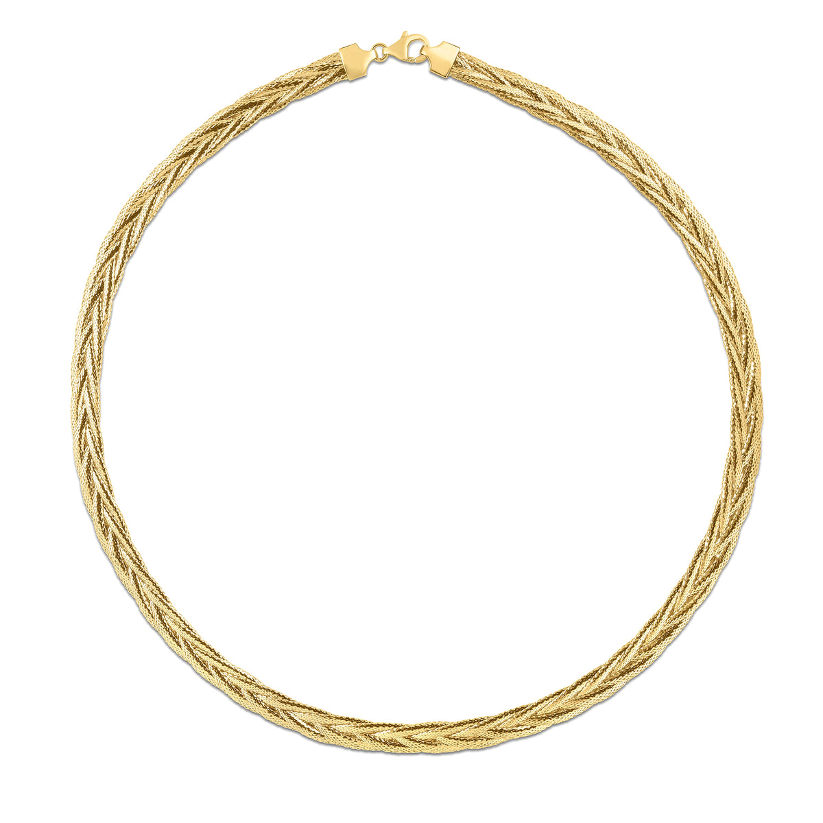 14k Real Solid Yellow Gold Rapunzel Woven Chain Necklace, 18" fine designer jewelry for men and women