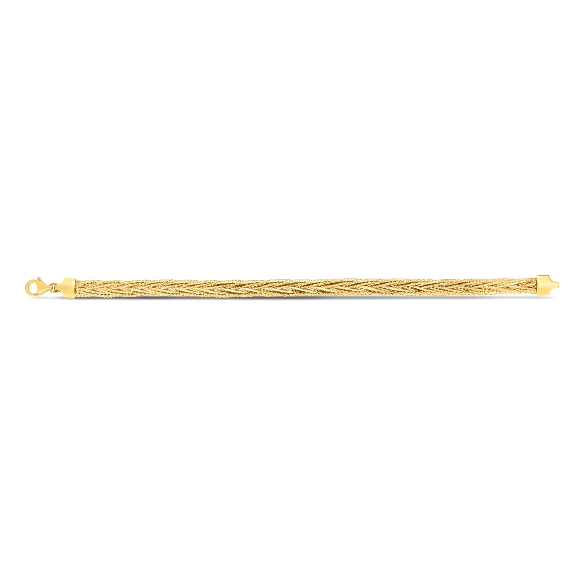 Collana a catena intrecciata Rapunzel in vero oro giallo massiccio 14k, gioielli di design da 18" per uomini e donne