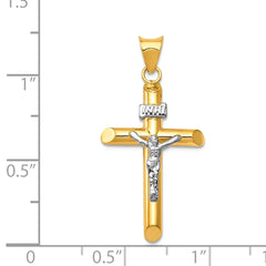 14 k gul og hvid guld Jesus Cross Charm Pendant fine designer smykker til mænd og kvinder