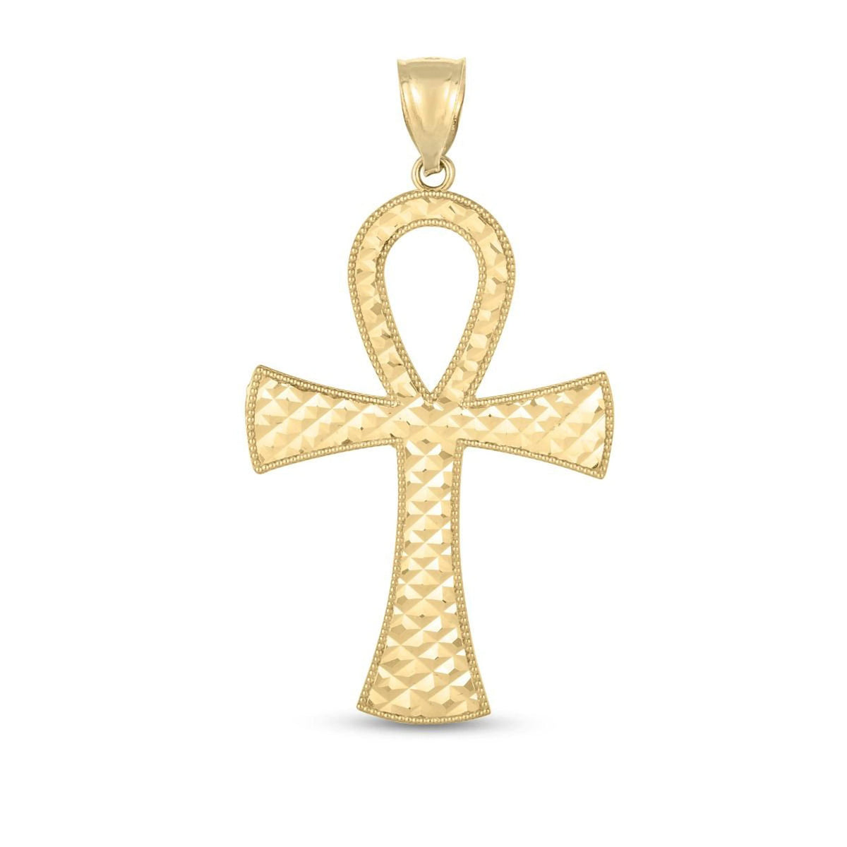 14K Yellow Gold Ankh Cross Charm Pendant fine designer jewelry for men and women