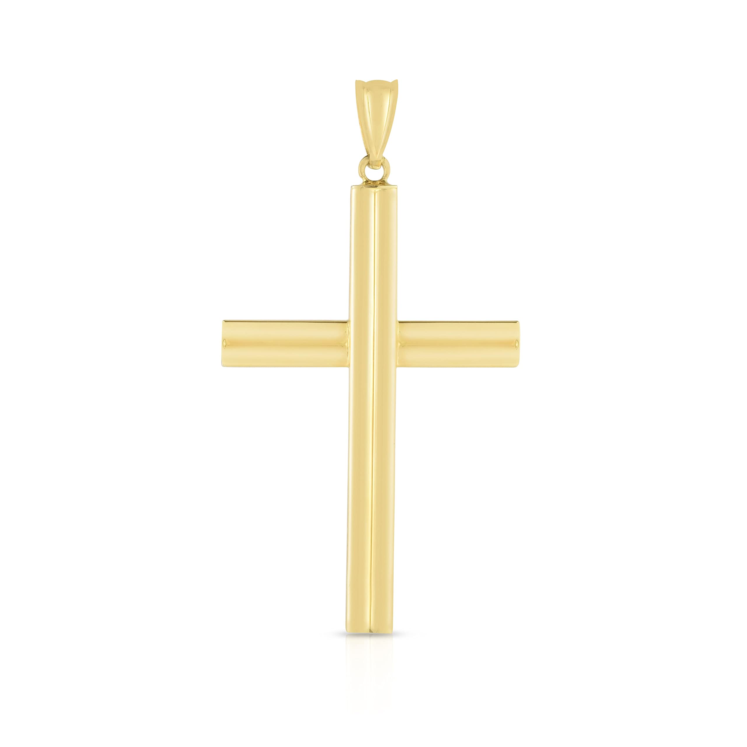 14K Yellow Gold Cross Charm Pendant fine designersmykker for menn og kvinner