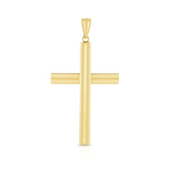 Pendentif à breloque croix en or jaune 14 carats, bijoux de créateurs fins pour hommes et femmes