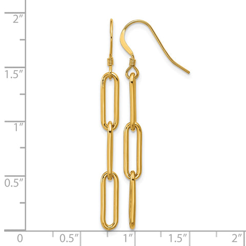 14K Yellow Gold Filled Paperclip Link Shepherd Hook Dangle Earrings