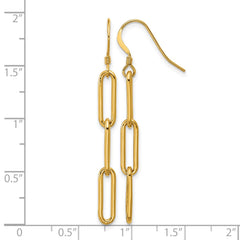 14K Yellow Gold Filled Paperclip Link Shepherd Hook Dangle Earrings