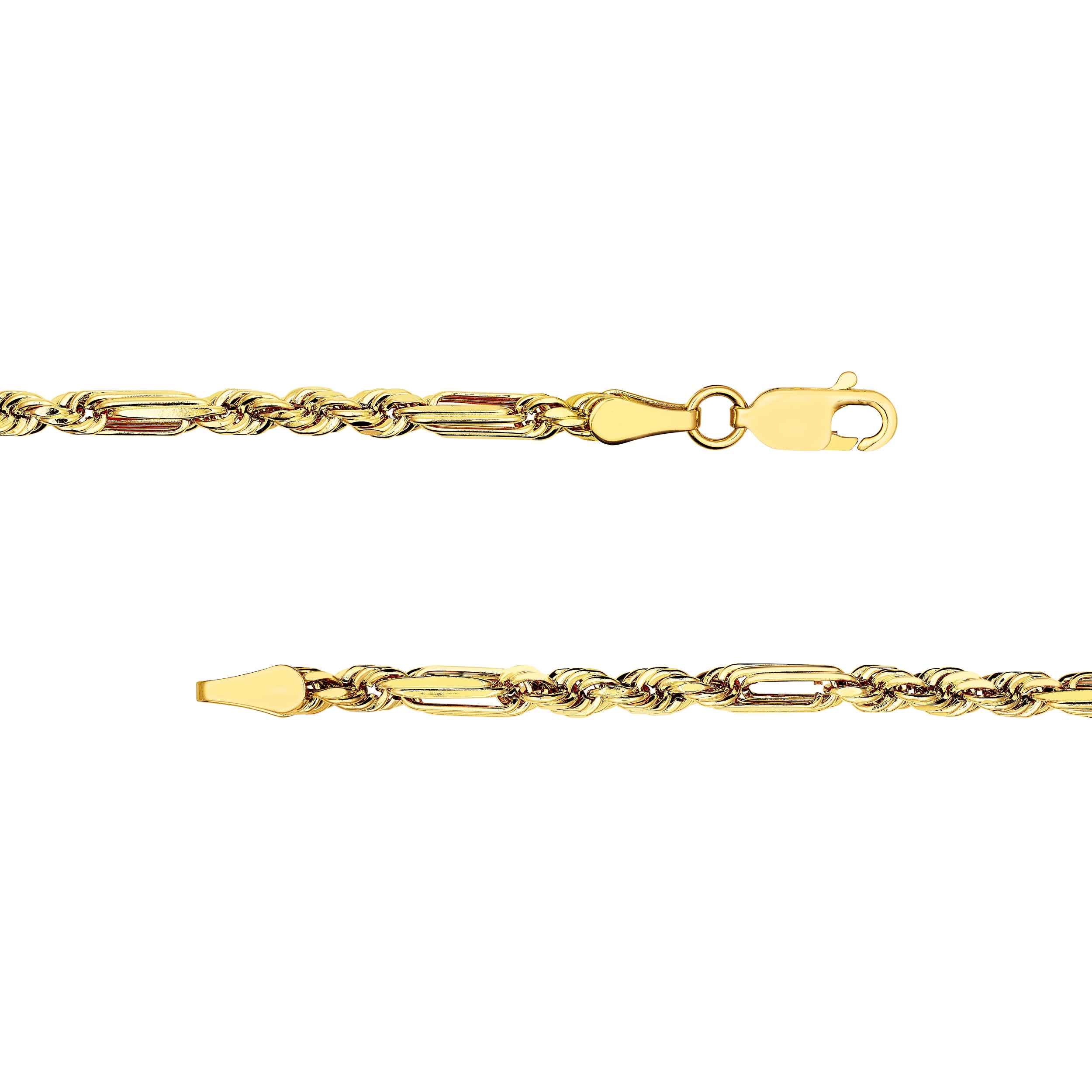 14k Yellow Gold 3.00mm Figarope Milano Chain Unisex Necklace
