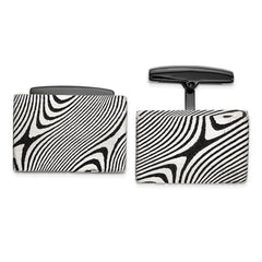 IBGoodman Stainless Steel Black IP - Plated with Damascus Steel Cuff Links - JewelryAffairs
