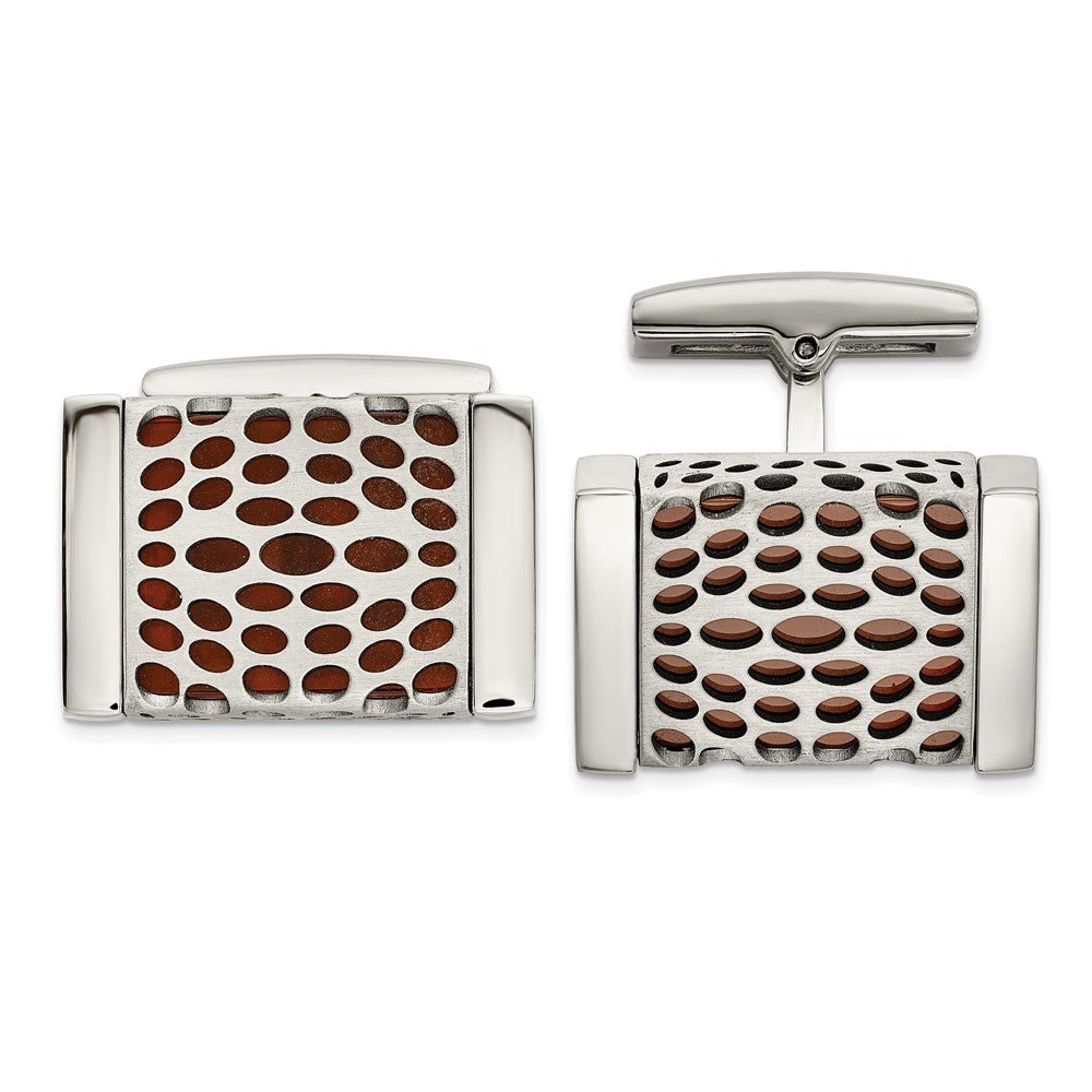 IBGoodman Stainless Steel Red Agate Cuff Links - JewelryAffairs