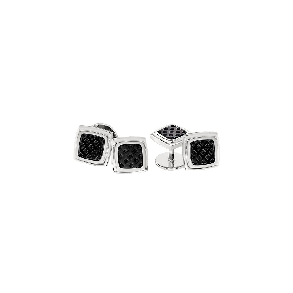 IBGoodman Stainless Steel Textured Black IP - Plated Center Four Piece Tuxedo Studs Set - JewelryAffairs