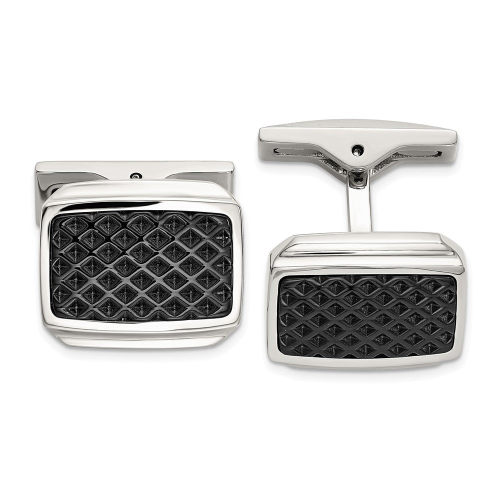 IBGoodman Stainless Steel Textured Black IP - Plated Cuff Links - JewelryAffairs