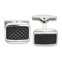 IBGoodman Stainless Steel Textured Black IP - Plated Cuff Links - JewelryAffairs