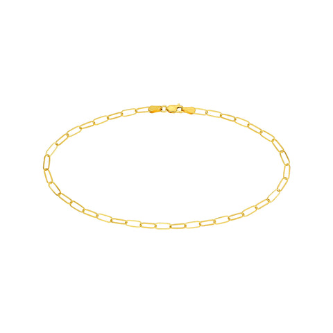 14k Yellow Gold 3mm Paper Clip Chain Anklet Bracelet 10 Inch
