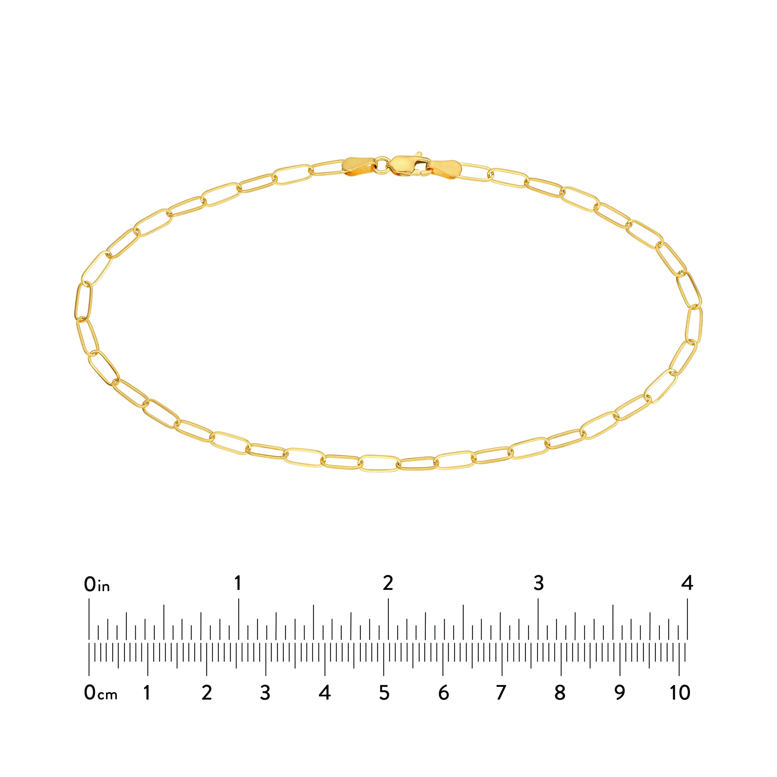 14k Yellow Gold 3mm Paper Clip Chain Anklet Bracelet 10 Inch