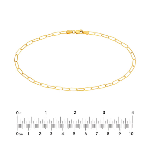 14k Yellow Gold 3mm Paper Clip Chain Anklet Bracelet 10 Inch