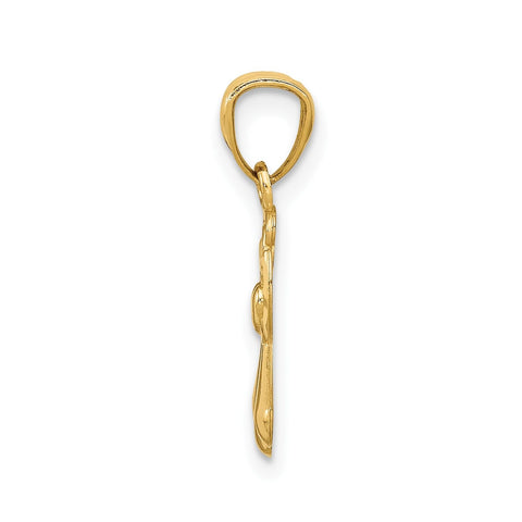 10K Yellow Gold CZ Heart Pendant Charm, 11x10mm