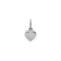 14K Real Gold Puffed Heart Charm Pendant, 11x6mm