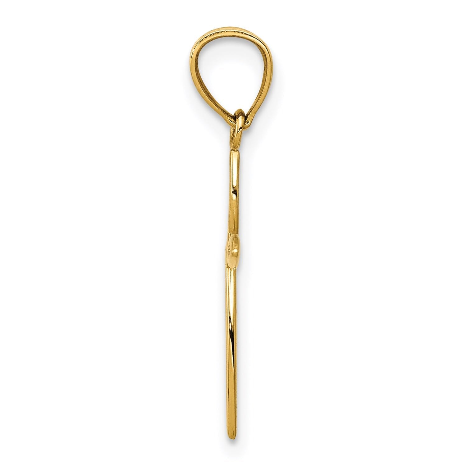 14K Yellow Gold Cross Pendant, Passion Design, 24x12mm