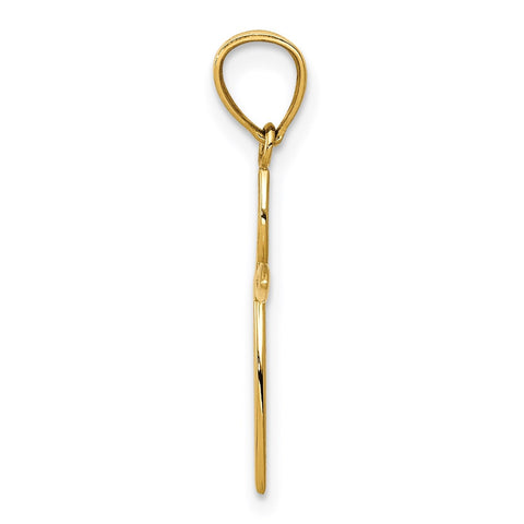 14K Yellow Gold Cross Pendant, Passion Design, 24x12mm