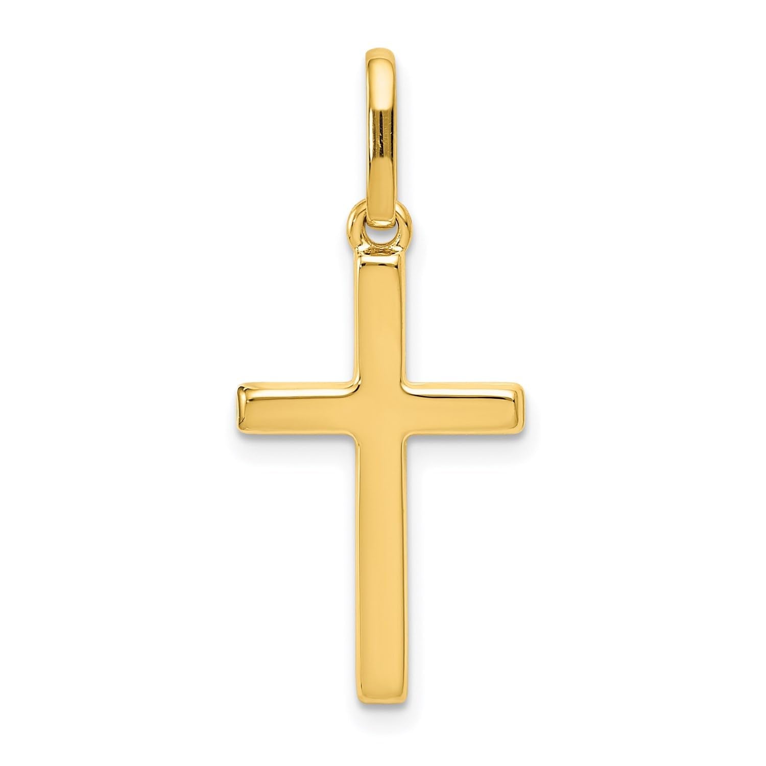 14k Yellow Gold Cross Religious Pendant, 30mm x 13mm