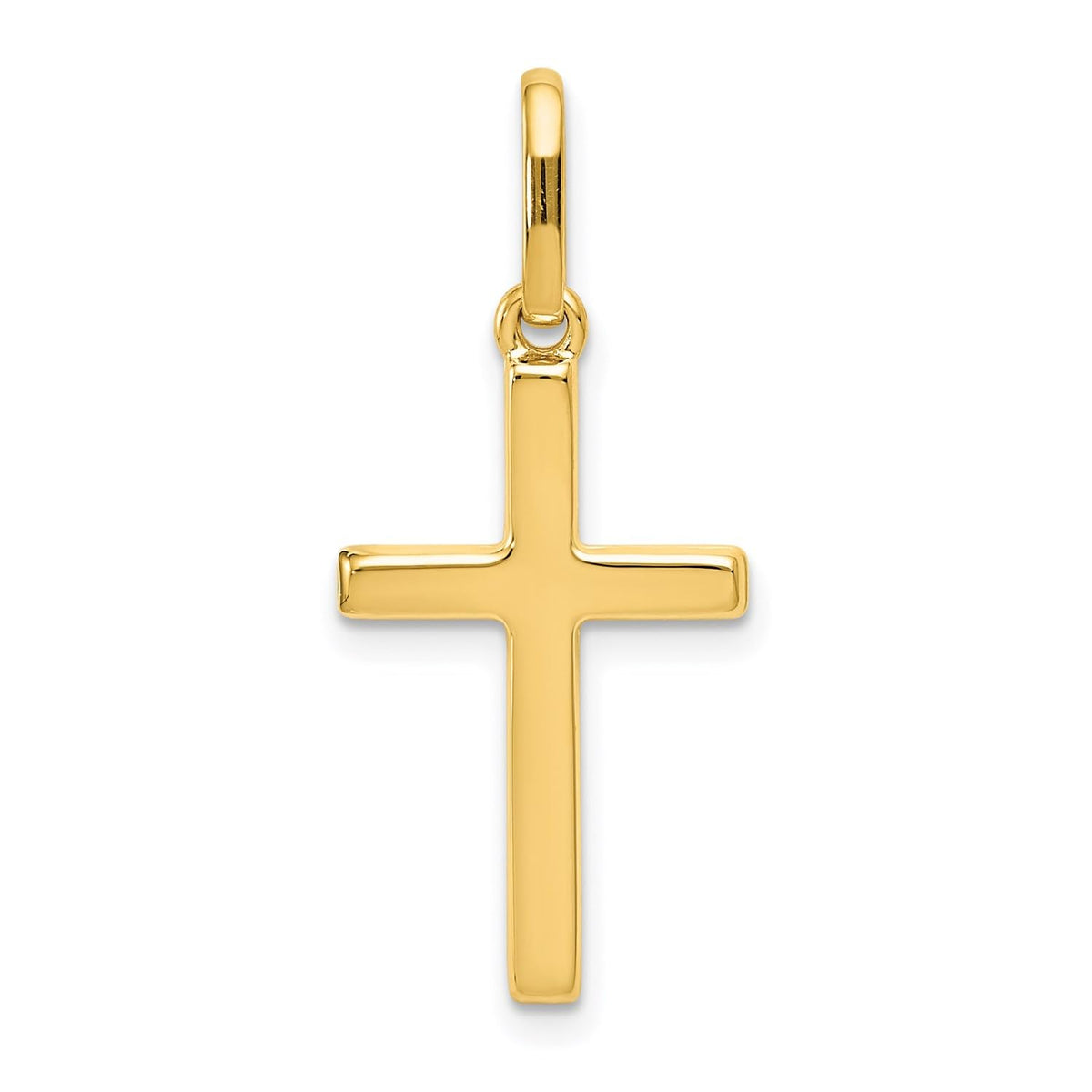 14k Yellow Gold Cross Religious Pendant, 30mm x 13mm