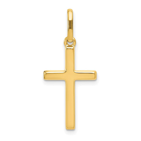 14k Yellow Gold Cross Religious Pendant, 30mm x 13mm