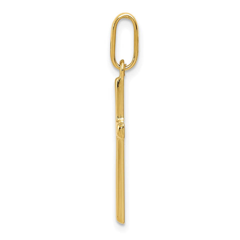 14k Yellow Gold Cross Religious Pendant, 30mm x 13mm