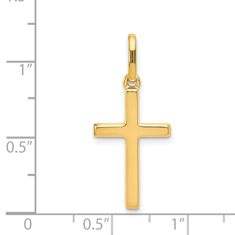 14k Yellow Gold Cross Religious Pendant, 30mm x 13mm