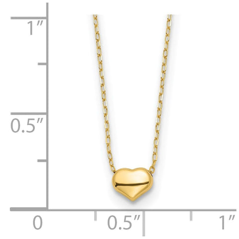 14k Yellow Gold Dainty Heart Pendant Chain Necklace, 16.5 inches